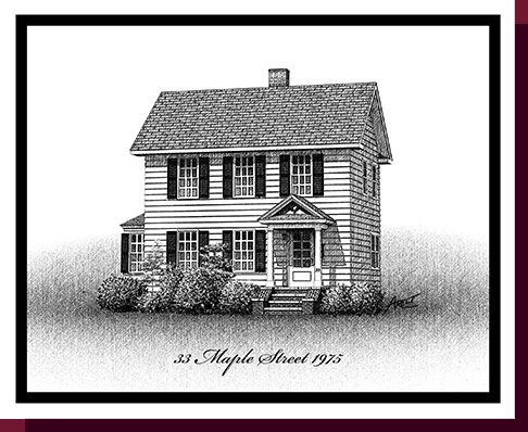 Home Portraits: Pen and Ink House Portraits, Renderings & Illustrations - Long Island Federal Pen & Ink House Portrait