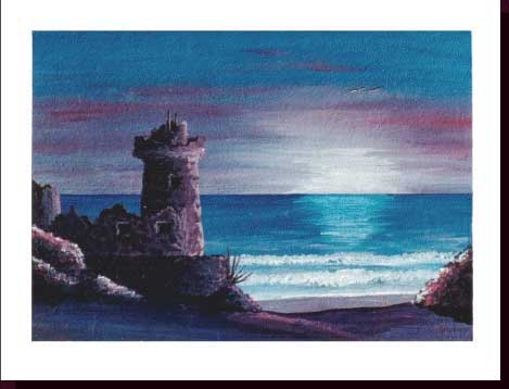 Seascape Paintings, Seascape Sunset Paintings, Beach Paintings - Lighthouse Paintings - Hideaway I