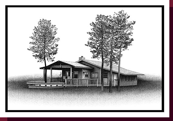 Home Portraits: Pen and Ink House Portraits, Renderings & Illustrations - Old Cabin Pen & Ink House Portrait