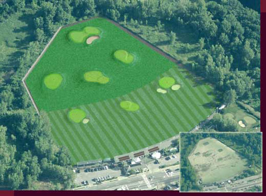 Architectural Rendering & 3D Computer Modeling - Alley Pond Driving Range - Aeria, Bird's Eye, Overhead View