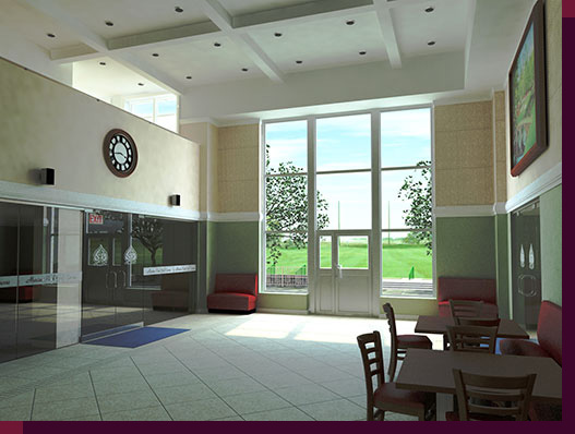  3d Rendering and Modeling of Golf Courses - Marine Park Golf Course - Clubhouse Center Hall Redesign - Rendering-01