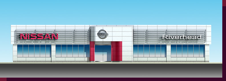 Architectural Rendering & 3D Computer Modeling - Colored Elevation - Proposed Nissan Dealership
