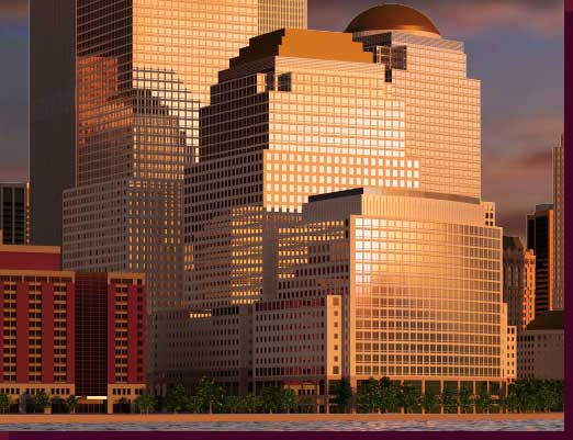 Architectural Rendering & 3D Computer Modeling - World Trade Center - Twin Towers Rendering Close-up - Click on Image to Return to Full View